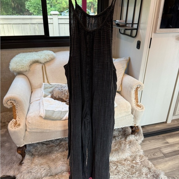 Anthropologie Pants - Anthropologie Charcoal Textured Garment jumpsuit size XXS